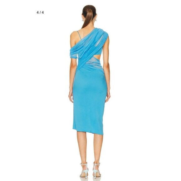 Christopher Esber Magnetica Asymmetric Dress Dolphin Blue - Picture 4 of 5